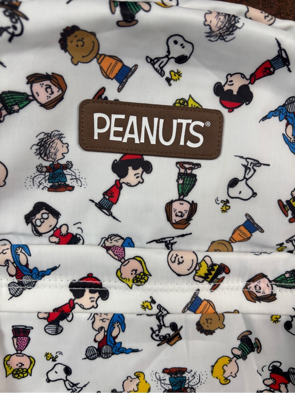 Peanuts Snoopy & FriendsWhite Character Print Backpack with Brown Base and Trim - Picture 3 of 10